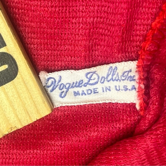 vintage vogue dolls clothes red doll long sleeve top lace trim made in usa - Picture 7 of 8